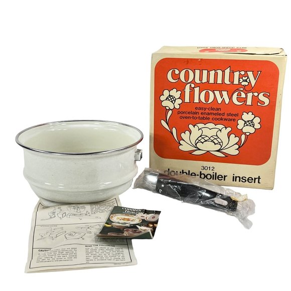Double Boiler Insert Vintage New in Box Sanko Ware Country Flowers 3012 - Picture 1 of 6